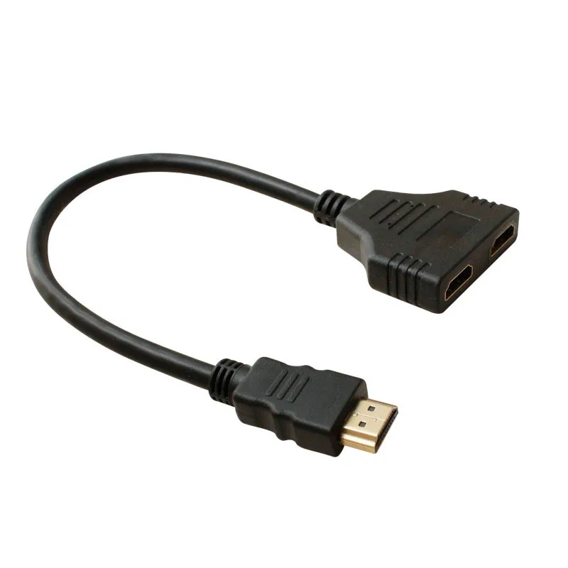 Black Новое поступление кабель-разветвитель HDMI 1 штекер на двойной HDMI 2 Женский Y сплиттер адаптер в HDMI HD светодиодный ЖК-телевизор 30 см - Цвет: Black