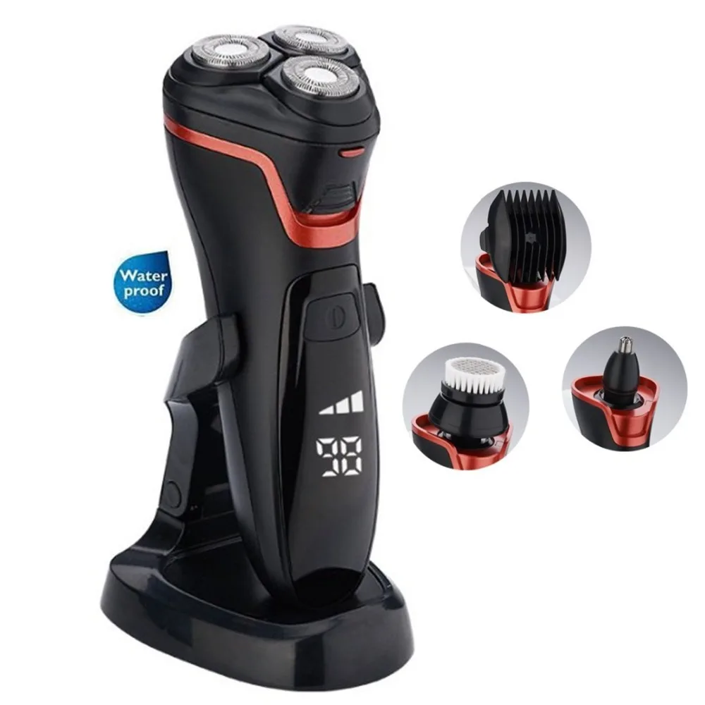 

4in1,Professional wet dry shaver rechargeable electric shaver for men beard face 4D electric razor shaving machine LCD Reminder