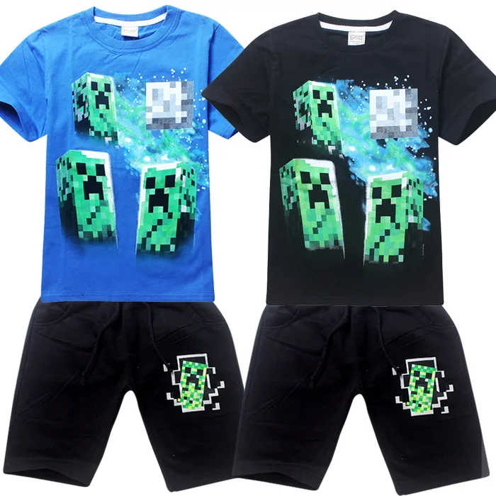

T-Shirt + Shorts Children's Sets MineCraft Kids Clothing Sets T Shirt Short Boys Kids Sports Set Cotton kids clothes girl dress