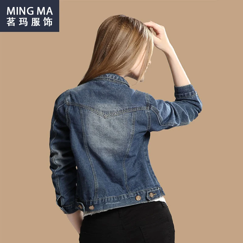 Lengan Panjang Jins Denim Jaket 