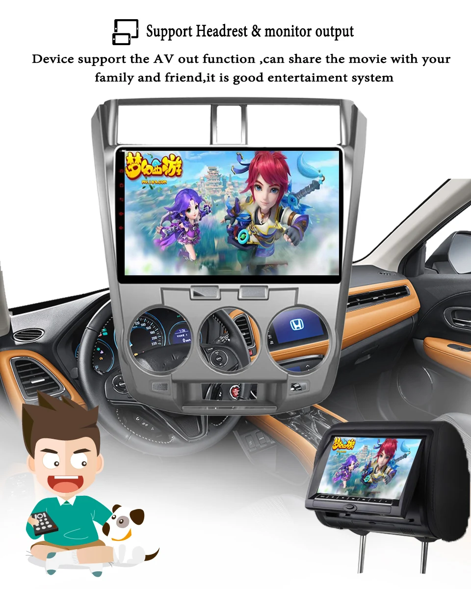 Excellent 10.1 inch Android 9.1 Car GPS Navigation For Honda City 2008-2014 Support Stereo Audio Radio Video Bluetooth DSP carplay System 11