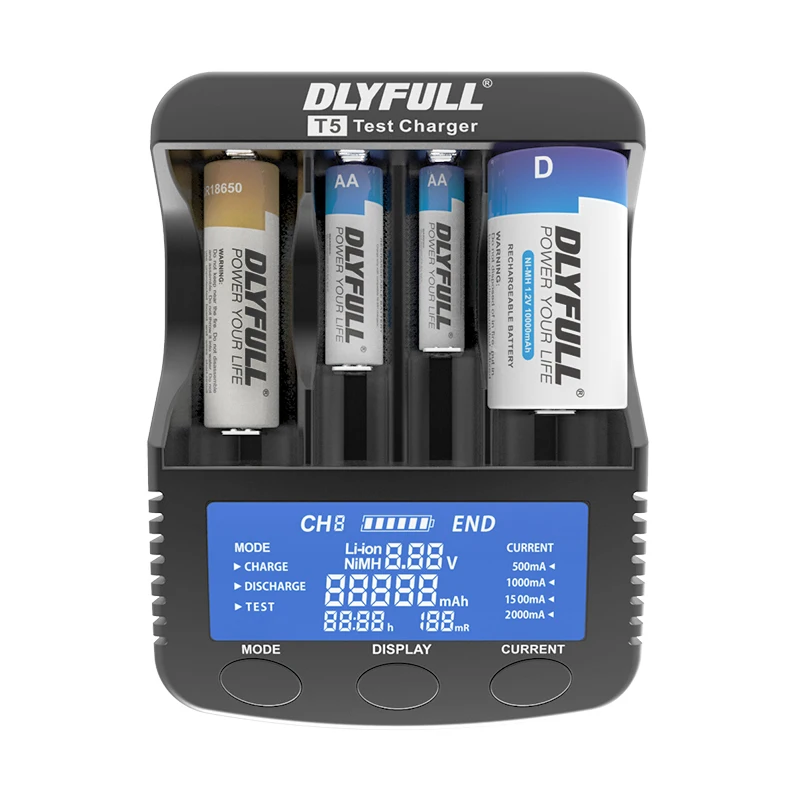 

NEW DLYFULL T5 Smart Battery Charger for Li-ion 18650 14500 26650 32650 NiMH NiCD A AA AAA AAAA C SC D Charger