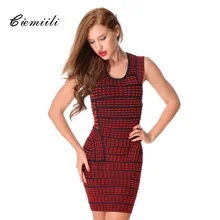 CIEMIILI 2017 Women Sexy Printed Bandage Dress Evening Party Sleeveless O-neck Bodycon Dresses Celebrity Club Wear Free Shipping