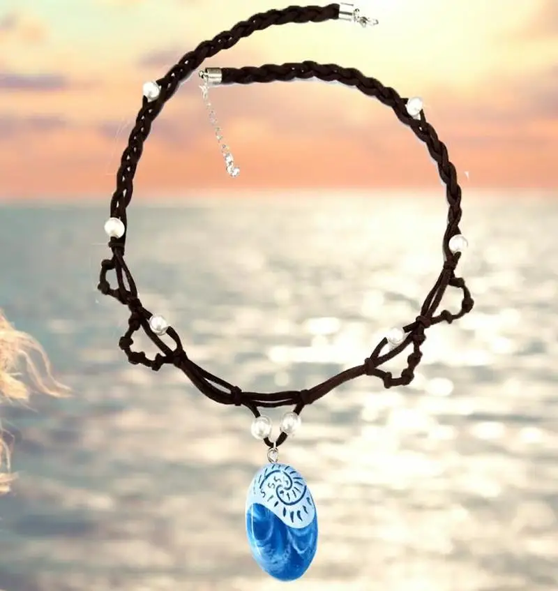 

Movie Original vaiana Moana princess Handmade Braided Leather Rope Necklace Pendant cosplay model action figure toy for kid gift