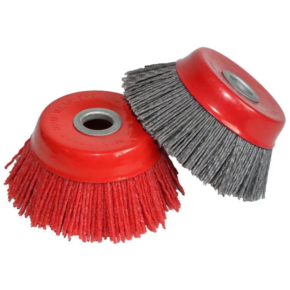 

1pc 100mm 4 Inch Cup Nylon Abrasive Brush Wheel M14 X 3inch P80 Pile Polymer-abrasive For Angle Grinder Tool