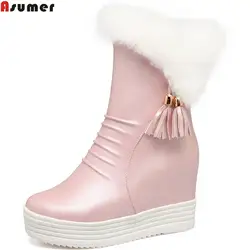 Asumer/2018 г., Новое поступление, модные женские ботинки с круглым носком на молнии, женские ботинки, черный, белый, розовый цвет, ботильоны