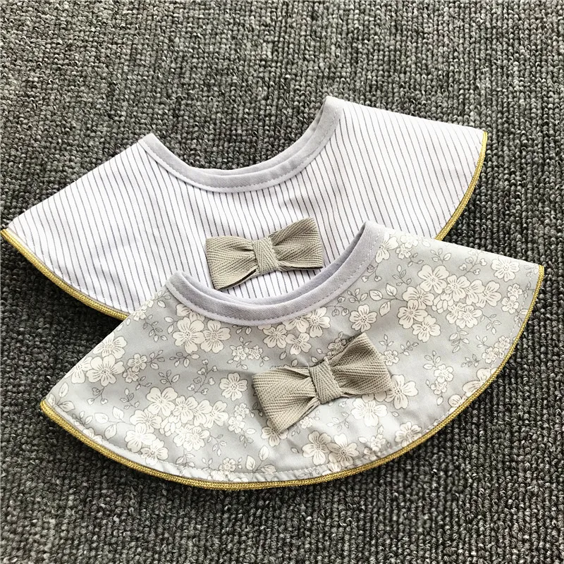 Ins Retro Cotton Breathable Baby Bibs Breastplate Waterproof Kids Things Baby Stuff 360 Degree Rice Pocket (7)