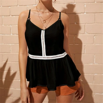 

2019 Women Blouse Women Strappy Ruffled Strap Vest Tops Summer Solid Color Blouses Shirt Office Blouse Woman Top Casual Tops