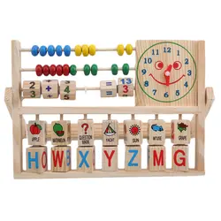 Цветные деревянные счеты рамка детские многофункциональные улыбающееся лицо игрушечные часы игрушка-пазл для раннего развития обучающие
