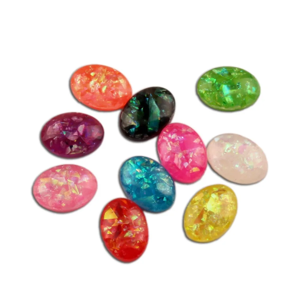 200 шт. смешанные овальные блестящие полимерные украшения с плоским основанием