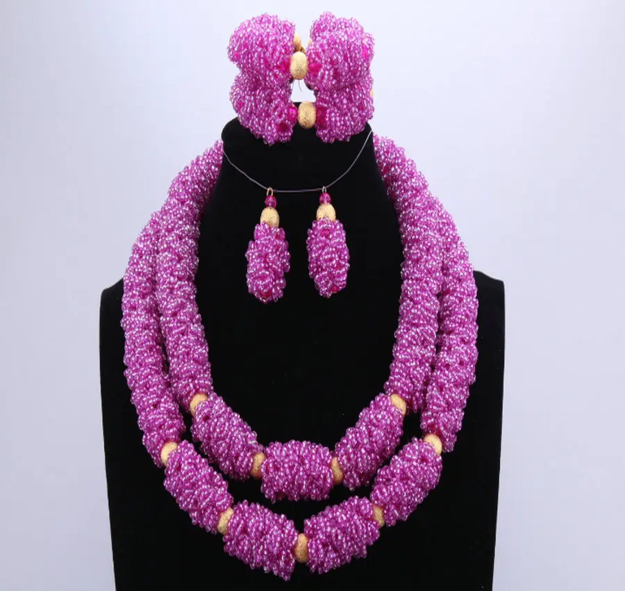 Роскошный Розовый двухслойный большой дизайн Бусы Свадебные Ювелирные наборы для свадьбы нигерийские бусы набор ювелирных украшений для н... Роскошный Розовый двухслойный большой дизайн Бусы Свадебные Ювелирные наборы для свадьбы нигерийские бусы набор ювелирных украшений для н...