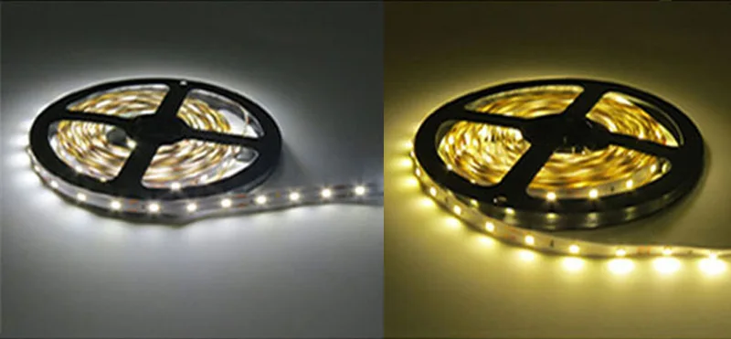 GBKOF 2835 5050 led strip White Warm White 5m fita de led tape diode feed tiras ribbon 12V led light with DC 12V power adapter (12)