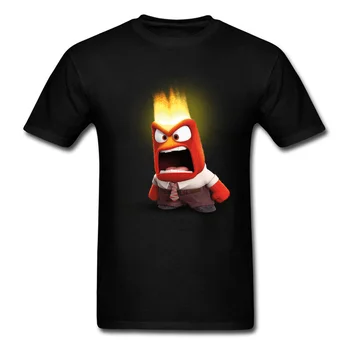 

Anger Inside Out 2018 Funny Men's Black T-shirt Cartoon Fire Businessman Male Short Sleeve Cotton Top O Neck Tshirt