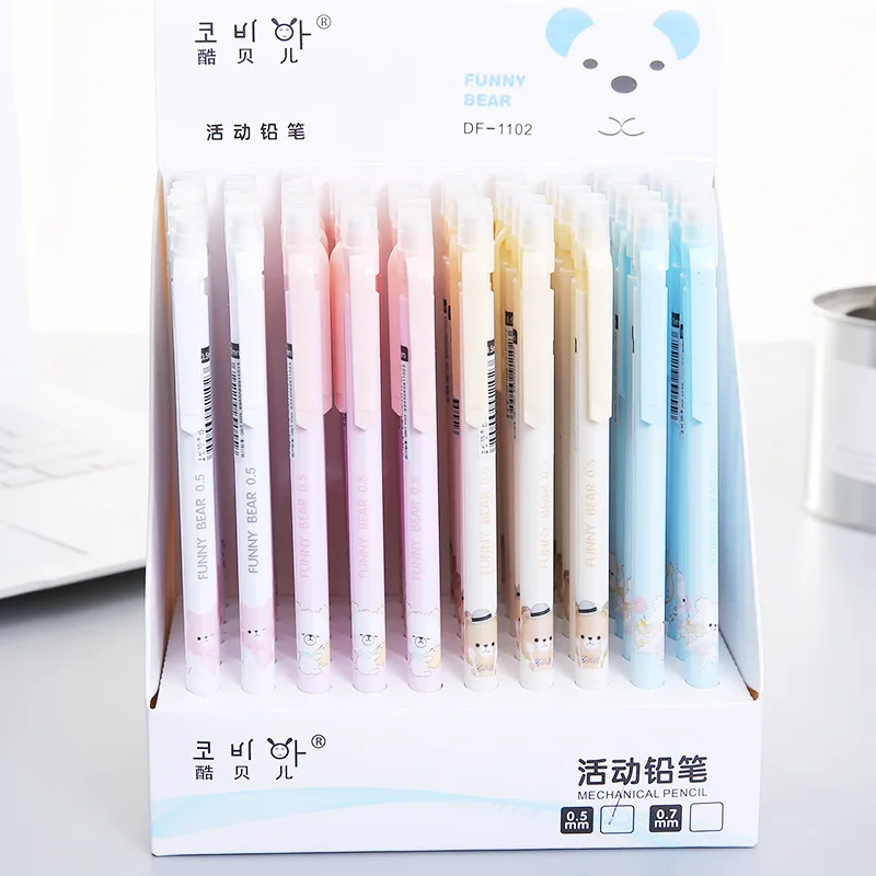 

50pcs/1lot Kawaii Cute Cartoon Bear press Mechanical Pencils School Office Supply Student Stationery Kids Gift Automatic Pencil