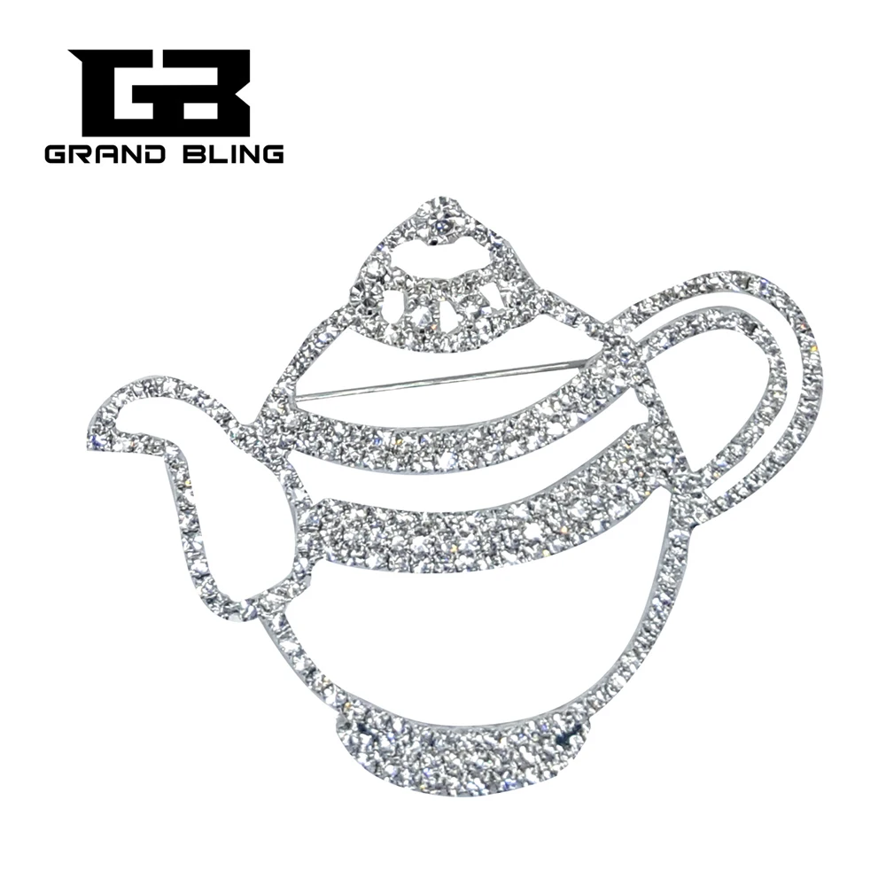 

Unique Jewelry Fantastic Clear Rhinestone Tea Pot Brooch Pin Gift