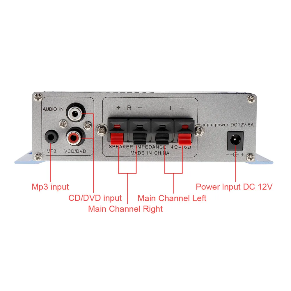 KENTIGER DC12V CD/DVD/MP3 вход Hi-Fi автомобильный стерео аудио усилитель RMS 20 Вт+ 10 Вт 130x73x40 мм