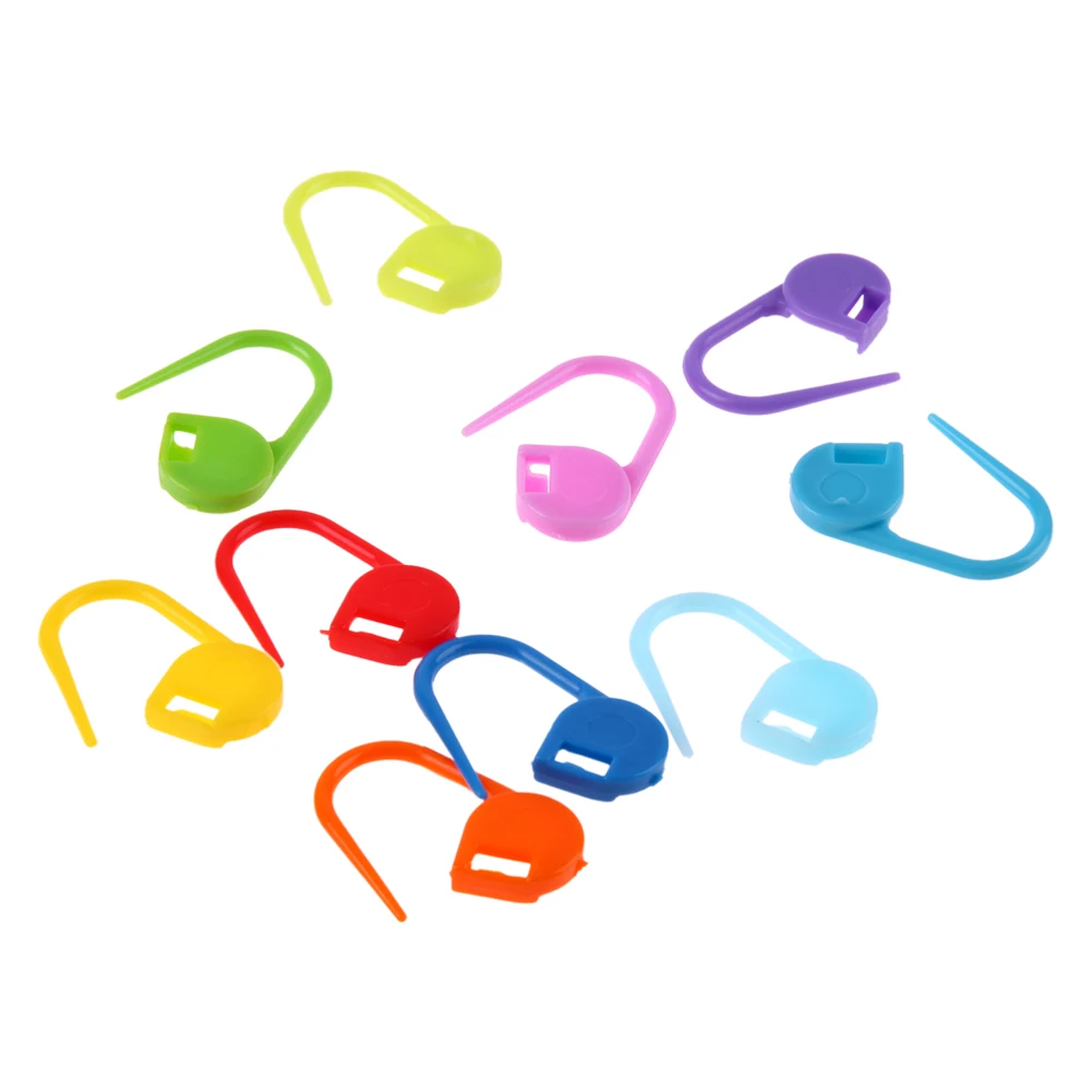 100pcs/lot Mix Color Mini Kniting Holder Needle Clip Craft Crochet Locking Plastic Mark Hook WYQ