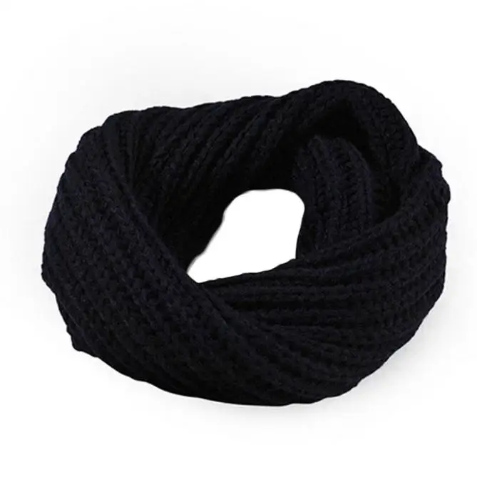 

2018 Fashion Winter Ladies Scarf Knitted Circle Wool Scarf Shawl Wrap Winter Warm Collar womens solid color scarves