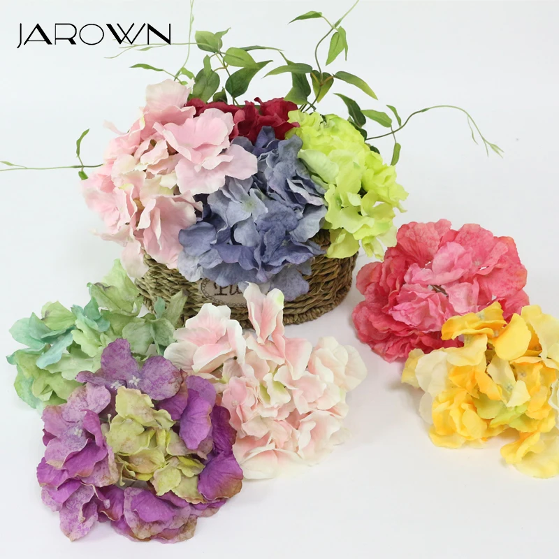 

JAROWN Simulation 15cm Big Hydrangea Flower Heads Artificial Silk Fake Flowers DIY Wedding Scene Decor Flores Stage Decor Fleur