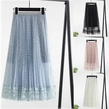 Сексуальные однотонные женские юбки с высокой эластичной талией, шифоновая Лоскутная длинная Плиссированная юбка макси, Пляжная повседневная юбка миди saia faldas largas mujer