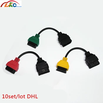 

10set/lot Fi-a-t Three Colors (3 Pieces/ Set) Ecu Scan Adaptor Connector 16pin OBD2 OBD Cable Adatper for F-i--at free shipping