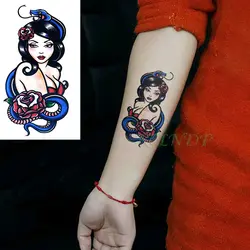 Водостойкие временные тату-наклейки сексуальная девушка змея Роза временная татуировка флэш-тату ручная нога искусство тела Тато для