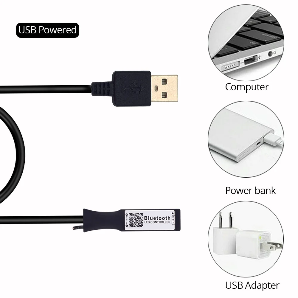 1 комплект RGB Светодиодная лента 0,5 м/1 м/2 м ip20/IP65 водонепроницаемая светодиодная лента USB Bluetooth RGB светодиодный контроллер для фоновый свет