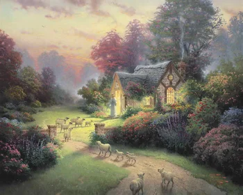 

The Good Shepherd Cottage Thomas Kinkade HD Canvas Print Living Room Bedroom Wall Pictures Art Painting Home Decoration
