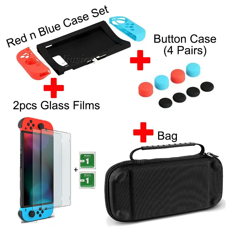 Нейлоновый чехол для кабеля для nyd Switch Case переносная крышка сумка водонепроницаемый Funda переключатель для Nintendo doswitch консольные аксессуары - Цвет: 8 Kit-Red n Blue