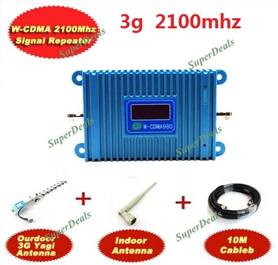 LCD ekran 2G 3G 2100 Mhz booster Yaji açık 10 M Kablo kapalı Antenler, 3G tekrarlayıcı sinyal amplifikatör 3g sinyal booster tekrarlayıcı