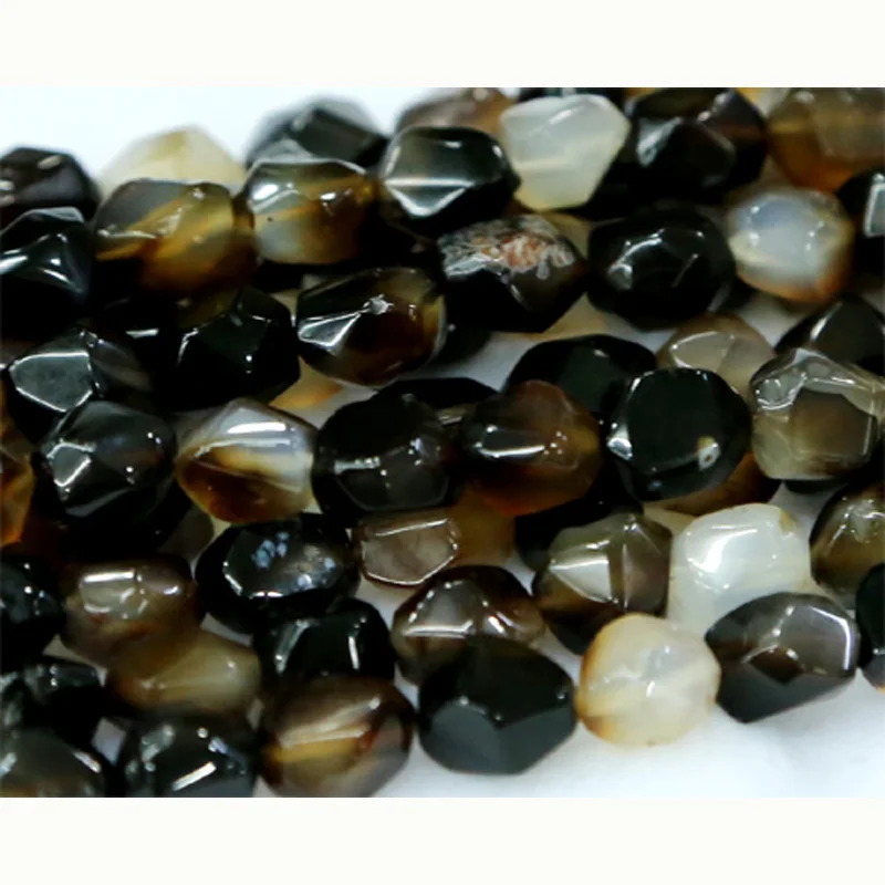 

Wholesale Natural Genuine Black Agate Stone Nugget Loose Beads Hand Cut Free Form 8-10mm Fit Jewelry DIY Necklace 15" 02733