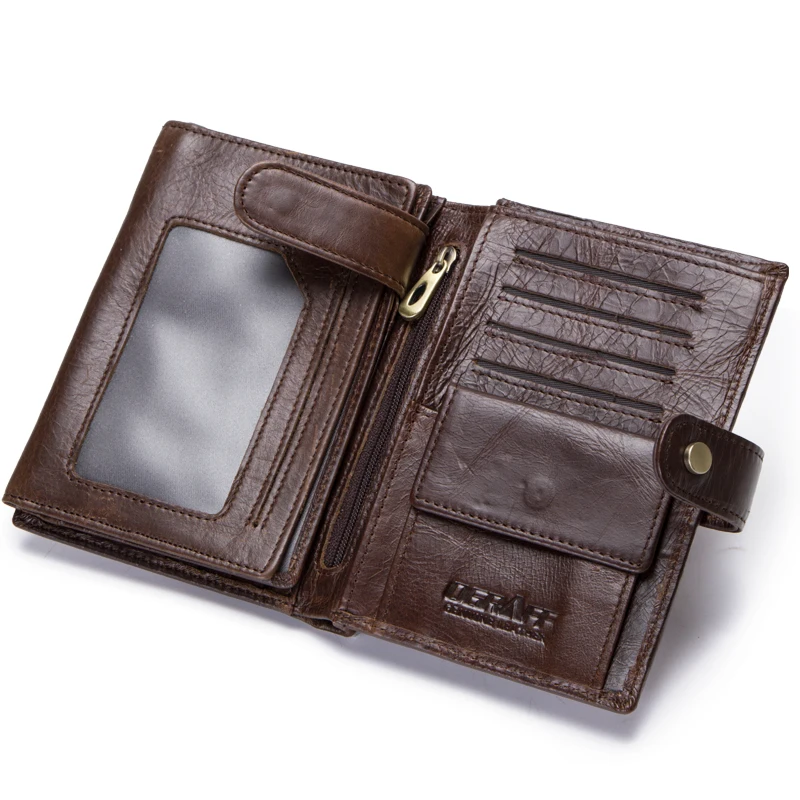 Koop OGRAFF Korte Paspoort Cover Mannen Portefeuilles Leer Echt Credit Kaarthouder Portemonnee Geld Tas Kleine Portemonnee Paspoort Case Wale