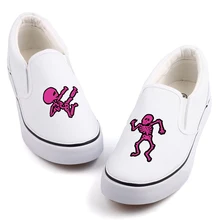 E-LOV забавная тканевая льняная обувь с рисунком скелета; лоферы в стиле хип-хоп с рисунком черепа; Дизайнерская Женская удобная обувь плоская подошва; парные слипоны