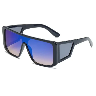 Цельные солнцезащитные очки для мужчин и женщин люксовый бренд lunetes de soleil homme винтажные большие солнцезащитные очки glasse мужские зеркальные очки - Цвет линз: Black blue