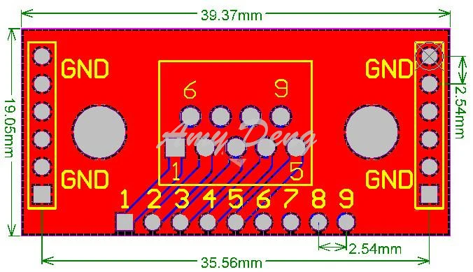 100 шт./лот DB9 поворот DIP DB9 адаптер пластина UART-RS232 плата адаптера DR9 поворот DIP PCB Конвертер доска