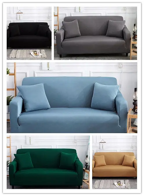 Simple style all-inclusive sofa cover double seat fabric set elastic solid color for home textile | Дом и сад