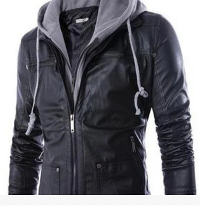 Мужская тонкая куртка с капюшоном из искусственной кожи в байкерском стиле; толстая теплая куртка