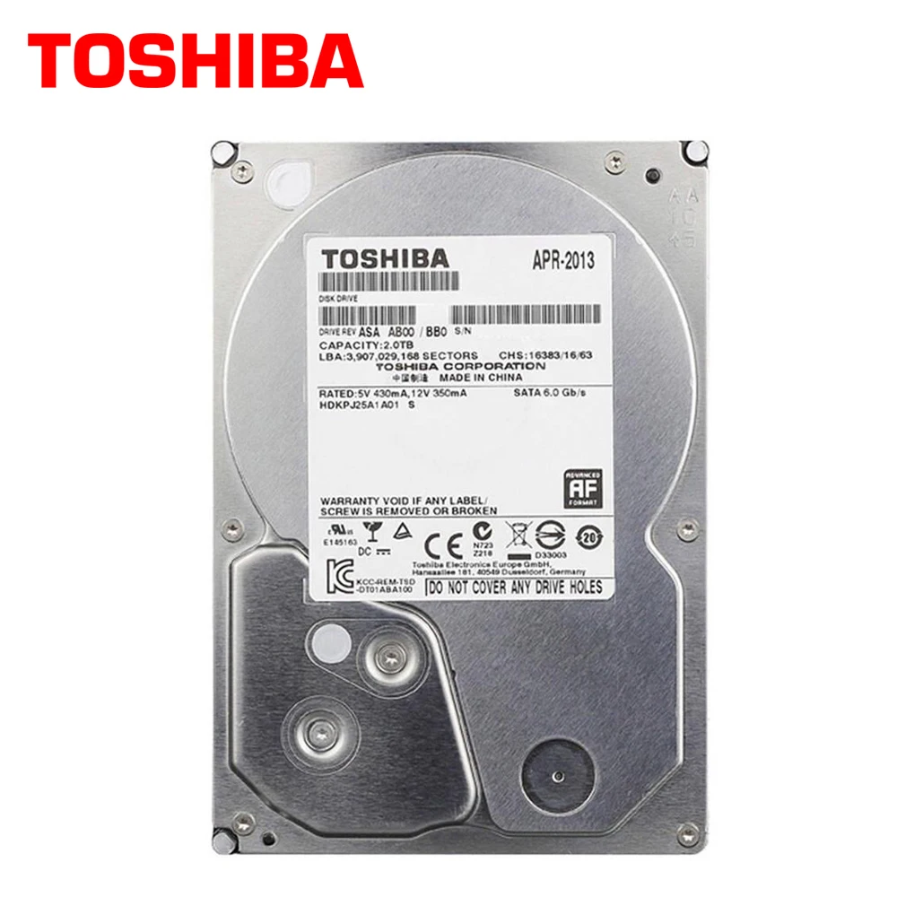 

TOSHIBA DT01ABA200V DVR NVR CCTV 2TB Hard Drive Disk 2000GB HDD HD Internal SATA 3 5700RPM 32M 3.5 Inch Harddisk Harddrive