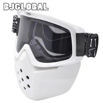 

BJGLOBAL 2018 Bike Motorcycle Face Mask Goggles Motocross Motorbike Motor Open Face Detachable Goggle Helmets Vintage Glasses