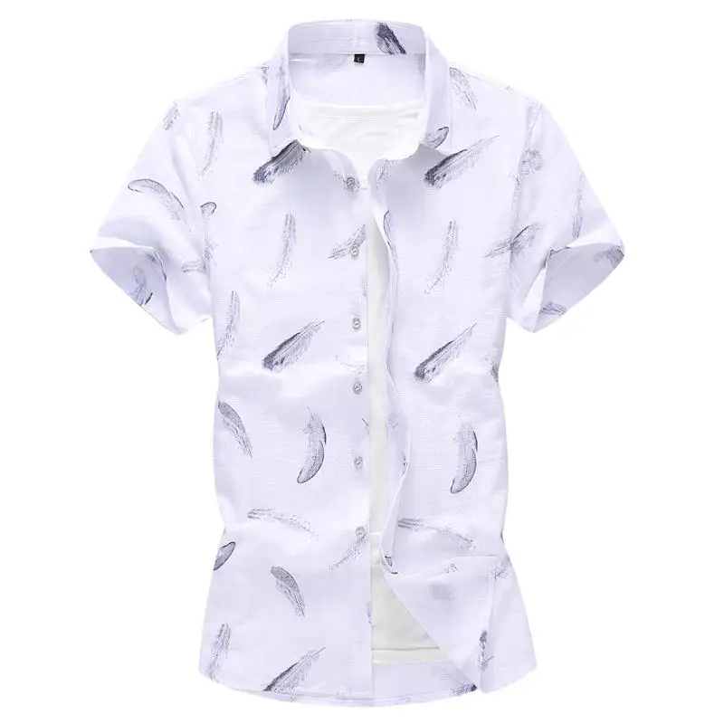 

Plus Size Hawaiian Shirt Mens Clothing Casual Blouse Men Cotton linen New model Shirts Summer Red blue