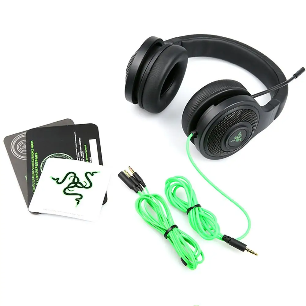 Наушники razer Kraken с микрофоном, игровая мышь razer DeathAdder 6400 dpi для ПК/ноутбука/телефона