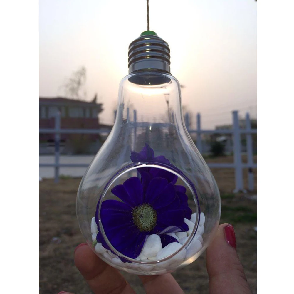 

Bulb Lamp Shape Glass Vase Hanging Bottle Terrarium Hydroponic Container Pot Flower Vase Decoration Home Garden Decor