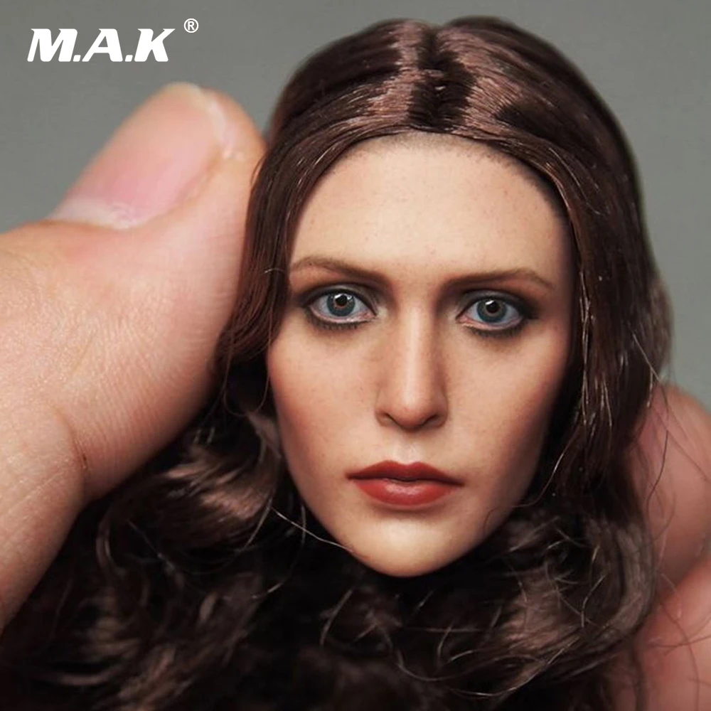 

1/6 Scale Accessory Elizabeth Olsen Scarlet Witch Female Head Sculpt Beautiful Head Carving Model Fit 12" Collectible Doll Toys
