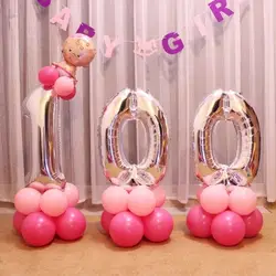 13 шт./компл. Колонка шары День рождения украшения Ангел Baby Shower 40 дюймов Фольга номер надувной дорожный приводит шар стоять