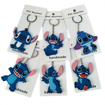 

8cm 6 Style Stitch Series PVC figure Keychain Child Toy Anime Lilo Figure Model Car Key Chains Trinkets Pendant Phone Strap Gift
