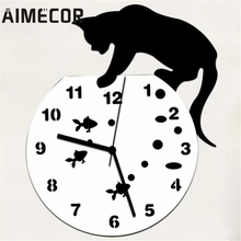 Aimecor 31x26 см озорной кот акриловые часы, настенные часы современный дизайн домашний декор Часы настенные стикеры* 30 подарок падение
