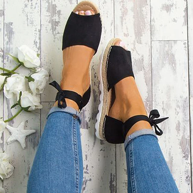 Women Sandals 2018 Fashion Summer Shoes Woman Rome Ankle Strap Flat Sandals Casual Peep Toe Gladiator Sandals Low Heel Shoes