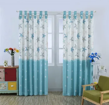 

New Arrival Rustic Window curtains sea star cortinas top curtains for living room fabric Eco friendly curtains 1pcs