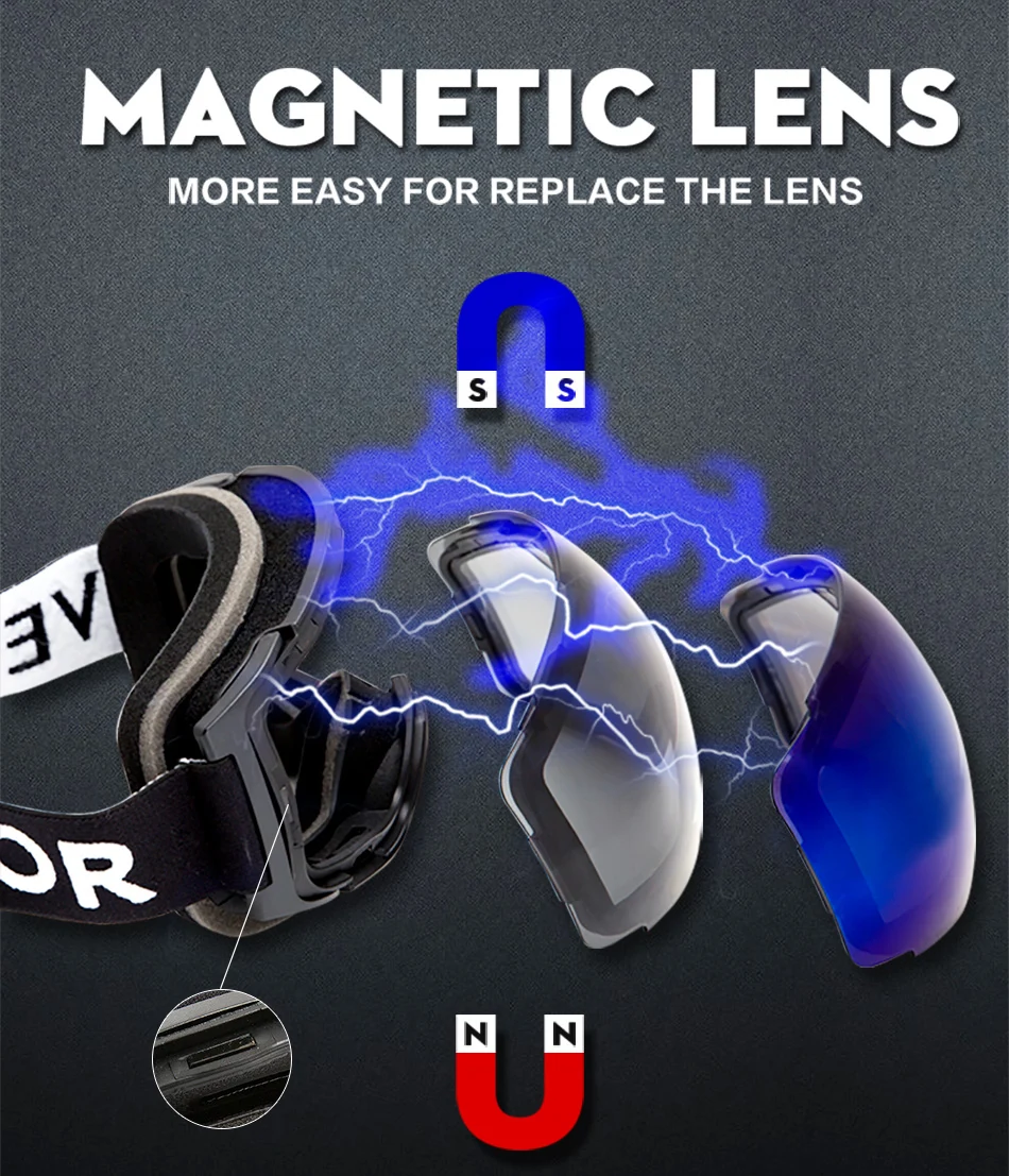 ناقلات 2019 المغناطيسي تزلج نظارات مزدوجة UV400 مكافحة الضباب كبيرة قناع للتزلج نظارات التزلج المهنية الرجال النساء الثلوج على الجليد نظارات