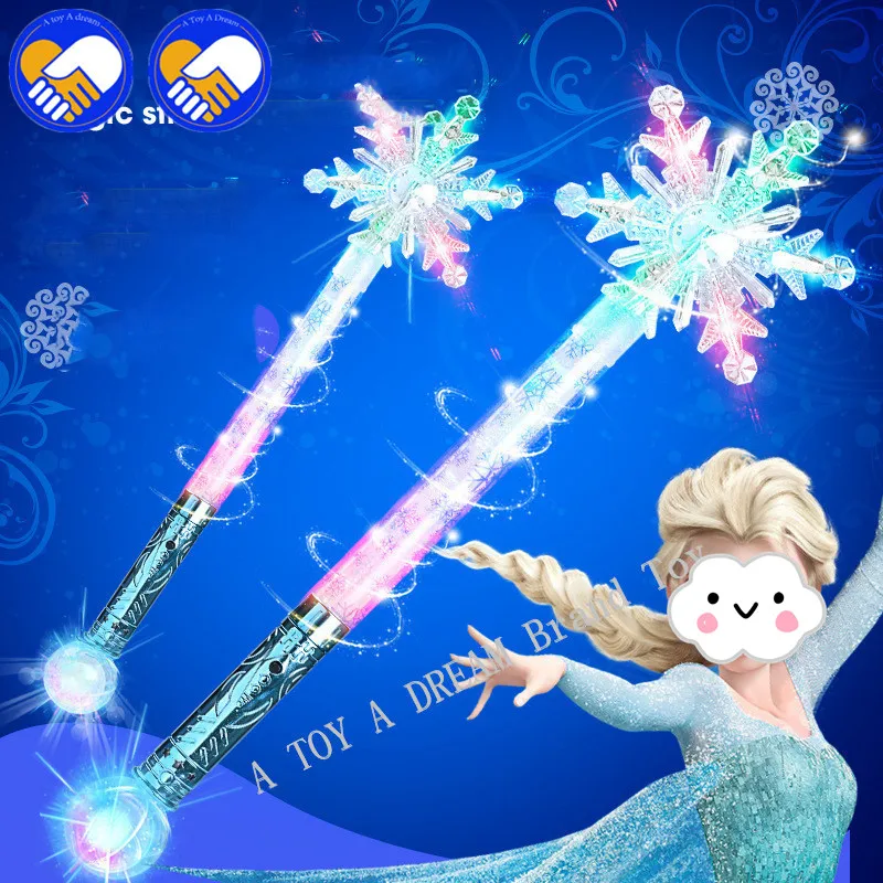 

NEW Kids Elsa Anna LED Magic Wand 3 Modes Flash Light Toy Glow in the Dark Action Figures Girls Toys Led Magic Sticks Cosplay